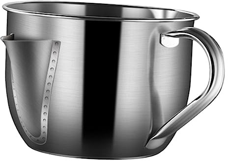 SMASOLO Stainless Steel Kitchen Oil Filter Can Grease Separator Pot for Cooking Oil and Fat Storage Food Grade Strainer Soup and Juice Filtration Gravy Boat for Home Use