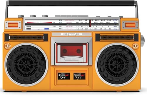 Generisch Tragbare Boombox im Retro-Klassiker-Stil der 80er Jahre mit Kassettenrekorder, AM/FM-Radio, unterstützt SD/USB-Eingang, eingebauter Lautsprecher(Orange)