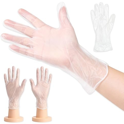 AHG 500 Pack Clear Vinyl Gloves Large | Disposable Gloves Powder & Latex Free | Food Safe Gloves for Cooking, Cleaning, Hair Dye, Kitchen, Gardening & Everyday Use