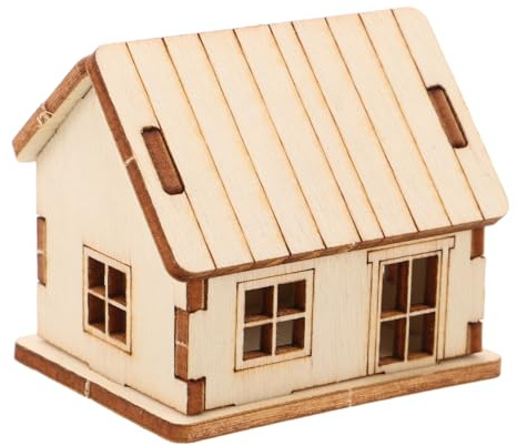 Sewroro Mini-Holzhausmodell Diy 3D Holzpuzzle FüR Erwachsene Und Kinder Farbbares Holzhaus Modell Hauspuzzle Kompaktes Holzhaus FüR Sandtisch Dekoration Und Kreatives Basteln