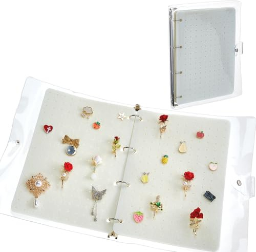 SUPERFINDINGS Présentoir à Épingles en Feutre pour Épingle en A4 Blanc Broche Organisateur Voyage avec Couvercle en PVC Transparent 6 Pages Feutrine Couverture pour Épingles et Médailles à Collection