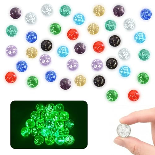 HSMHLYYB 40 Stück Glaskugeln im Dunkeln Leuchtend, 16mm Murmeln Leuchten Im Dunkeln, Murmeln Glas, Glasmurmeln Murmelns Kinder, Bunte Glasmurmeln, DIY-Projekte für Laufspiele, DIY, Heimdekoration