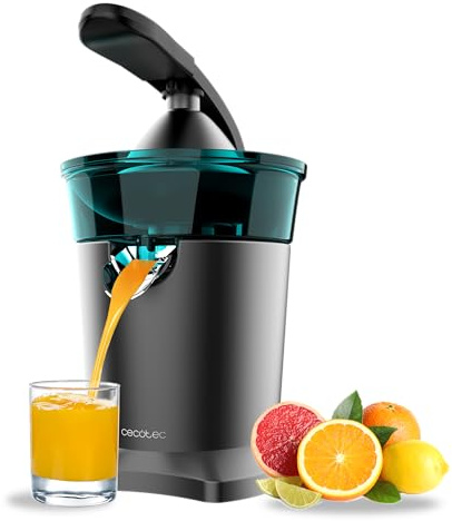 Cecotec Spremiagrumi elettrico a braccio per arance e agrumi Xqueeze Full Steel. 300 W, motore in rame puro, corpo in alluminio pressofuso, cono e filtro in acciaio inox, succo fresco in secondi