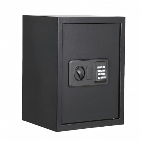 Garvee Coffre-fort 45 l avec code chiffré, clés et sac ignifuge, coffre-fort pour la maison/hôtel, alarme, étagère réglable, coffre-fort pour l'hôtel, argent liquide, bijoux et documents, montage