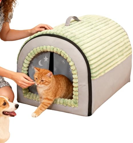Genérico Cama para Gatos De Tipo Cueva Cerrada Casa Desmontable | Cueva Para Gatos Lavable Con Diseño De Casa Y Tienda Para Cachorros Animales Pequeños Hogar Sala De Estar Dormitorio Área De