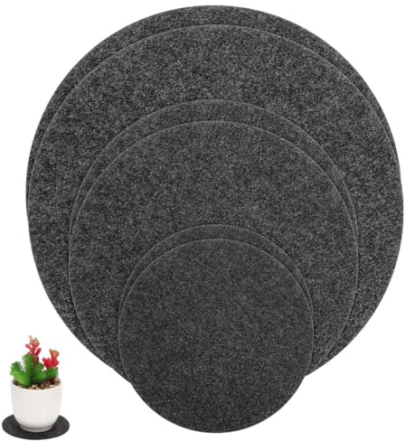 BCOATH Soucoupes de Pots de Fleurs Lot de 6 Pièces en Feutre Rond Double Face Absorbant, Diamètre Polyvalent 10-20cm pour Plantes D'intérieur et Bureau