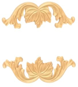 Wandornamente Holz Applique Holzschnitzerei mit Blattfurnier Reliefmuster mit Blumendekor Schrank/Wand/Möbeldekoration 18 X 7cm 2 Stück