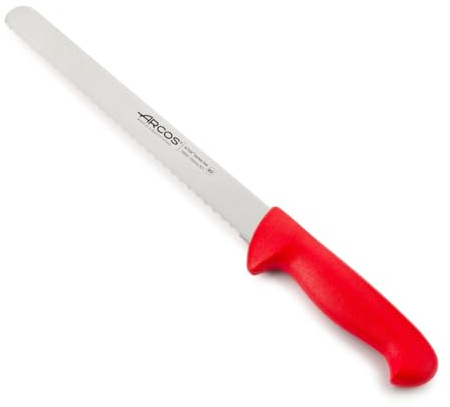 Arcos Couteau à Gâteau Dentelé 25 cm - Acier Inoxydable NITRUM, Durabilité et Précision, Manche Polypropylène Rouge - Série 2900