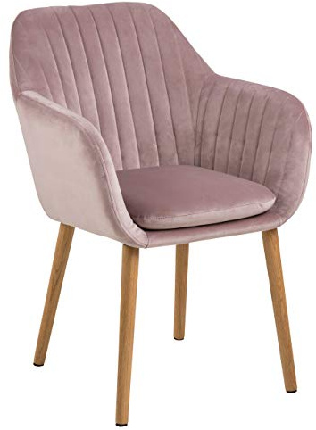 AC Design Furniture Wendy Esszimmerstuhl 1 Stück, Rosa Küchenstuhl, Polstersitz in Samt und Holzbeine auf Eiche, Altrosa/Natur, B: 57 x H: 83 x T: 61 cm