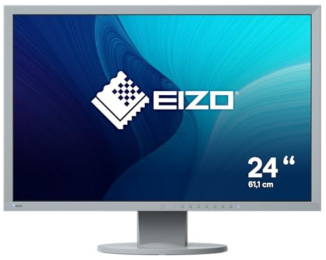 EIZO FlexScan EV2430-GY 61,1 cm (24,1 Zoll) Monitor (DVI-D, D-Sub, USB 2.0 Hub, DisplayPort, 14 ms Reaktionszeit, Auflösung 1920 x 1200) grau