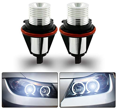 Maso - Bombillas de anillo LED de iluminación diurna, halógenas, para angel eyes, sin errores, repuesto para E39, E87, E60, E63, E65, E66 y E53, xenón blanco