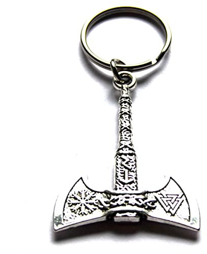 SWoRL Llavero de Doble Cara Viking Hacha de Dos Cabezas con Estuche de Regalo