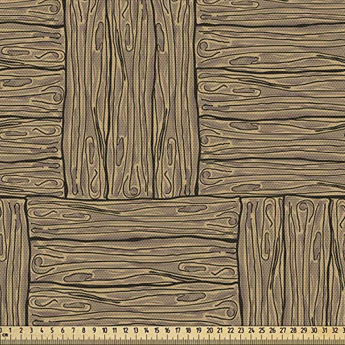 ABAKUHAUS Rustikal Stoff als Meterware, Holz Textur Motiv, Qualitäts Stoff Dekorativer Polster Heimtextilienstoff, 2M (148x200cm), Hellbraun Schwarz
