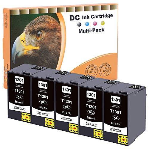 D&C 5x26ml Black Druckerpatronen Kompatibel für Epson 13XL 1301 für Epson WF7015 7525 3540 SX420W BX320FW SX620FW BX/SX525WD BX625FWD BX305FW B42WD BX925FWD BX635FWD BX535WD SX435/440W BX630FW