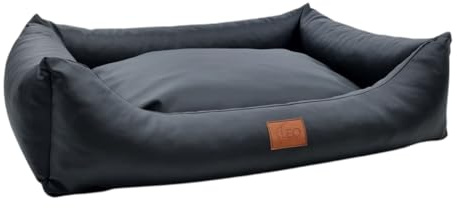 Leo4dog. Sofa Natalie. Hundebett, Kunstleder. Hundekissen. Hundesofa. 4 Größen (XL 115x90 cm, Schwarz)