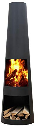 Ben&Camilla Gartenkamin Rengo in Schwarzem Stahl 120 x Ø 34 cm | extra robust & rostfrei | Feuerschale Feuerkorb Terrassenofen Gartenofen Feuerstelle Feuersäule Feuerskulptur