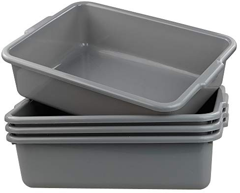 Cand Grey Commercial Bus Tubs, 13 L Plastic Bus Box / Wash Basin, 4 Packs