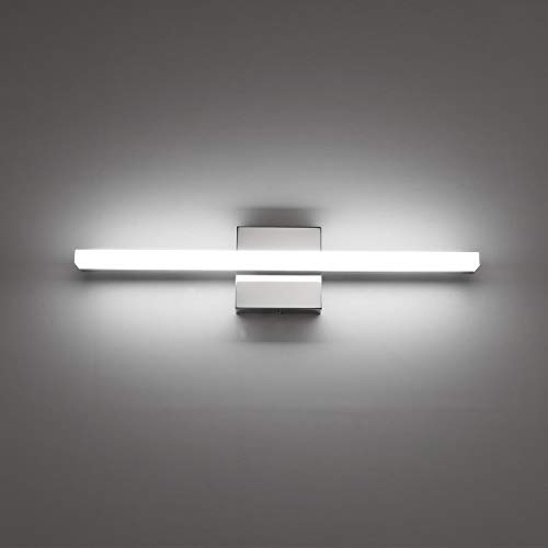Combuh Modern Bathroom Light Fixtures Over Mirror, 16 Inch IP44 9W Chrome Vanity Light Bar for Bathroom, Wall Light Fixtures Cool White 6000K