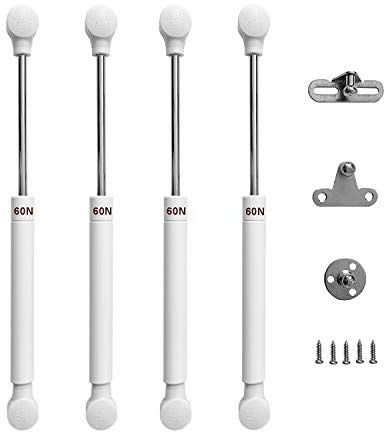 LIKERAINY Porte Armoire de Cuisine Vérin à Gaz 60N Relevable Ressorts à Gaz Rester Charnière Amortisseur Pistons Pneumatique Soutien pour Levage Portes Meuble Lot de 4