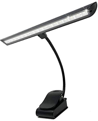 Infitronic IN18LEDNLR - 18 LEDs Wiederaufladbare Notenpultleuchte/Notenpultlampe/Klavierlampe/Leselampe/Klemmleuchte Dimmbar 2 Farbmodi 2000mAh Akku Schwarz