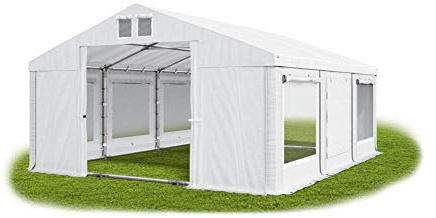 Das Company Partyzelt 5x6m Lagerzelt Universalzelt Moskitonetz wasserdicht weiß mit Bodenrahmen und Dachverstärkung 560g/m² PVC Plane Robust Festzelt Gartenzelt Summer Plus ISDM - Gartenpavillon