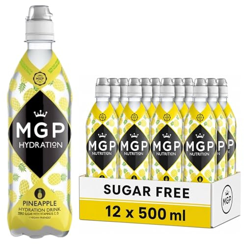 MGP Sugar Free Hydration Drink With Essential Vitamins, Pack of 12, Sports Recovery Electrolytes, Low Carbs, Fat & Gluten Free, Vegan Friendly, Vitamin C, B3, B5, B1, B6, B12 Supplement, Pineapple