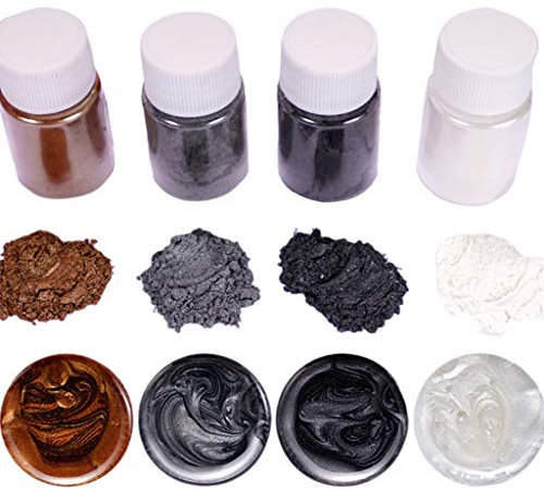 CHIHUOBANG Glimmerpulver, Kunstharz, Farbpigmente, Schmuck, DIY, Kunstwerke, Seife, Make-up, Glitzerpulver, leuchtendes Epoxid-Pigment-Set, vielseitig verwendbar, leuchtendes Pulver, 4 Stück