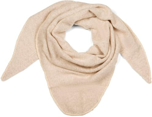 styleBREAKER Dam stor stickad triangel halsduk enfärgad melerad | mjuk varm vinter triangelduk | stickad halsduk av viskos ull för mysig look, Beige, one size