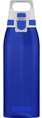 Sigg Total Color Blue Botella cantimplora (1 L), botella hermética sin sustancias nocivas, botella resistente y ligera de plástico tritán