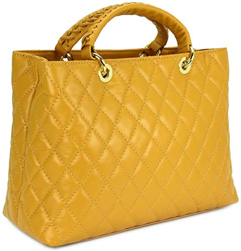 Belli edle italienische Echt Nappa Leder Damentasche Henkeltasche Umhängetasche gesteppt - 34x25x17 cm (B x H x T)