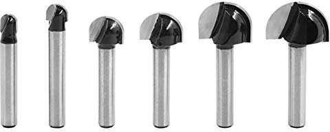 BOZONLI 6 tlg 6 mm Schaft Oberfräse Hohlkehlfräser, Rund Nase Fräser Holzbearbeitung Fräser 6,35mm /8mm /12,7mm /16mm /19mm /22mm