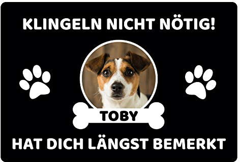 Geschenke 24 Fußmatte Eingangstür Haustür Klingeln Nicht nötig Schwarz 1 Hund personalisiert - Hundematte, Fußabtreter außen, Fußmatte lustig - Geschenkidee für Hundebesitzer, Hund