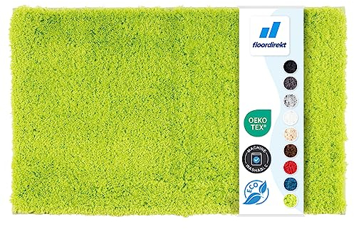 Alfombra de baño Sky | Alfombra de baño | suave y densa | Antideslizante y de secado rápido | Adecuado para calefacción por suelo radiante | rectangular y redondo (50 x 60 cm, verde manzana)