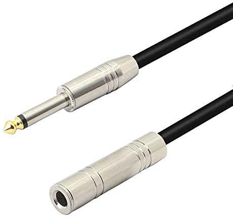 PNGKNYOCN 1/4 Zoll Mono Stecker auf Buchse Audio Verlängerungskabel 6,35 mm TS Gitarre Verlängerungskabel für Verstärker, Instrumente und Mikrofone (55 cm)