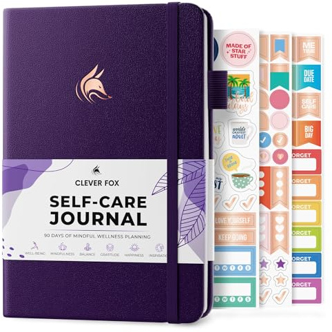Clever Fox Self-Care Journal – Daily Reflection Notebook – Mental Health & Personal Development Planner, Meditation & Mood Log, A5 (Purple)