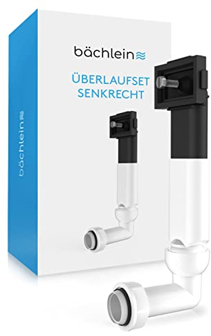 Bächlein Overflow for the kitchen sink with vertical connection (overflow set - sink drain), complete set for connecting the overflow with individual height