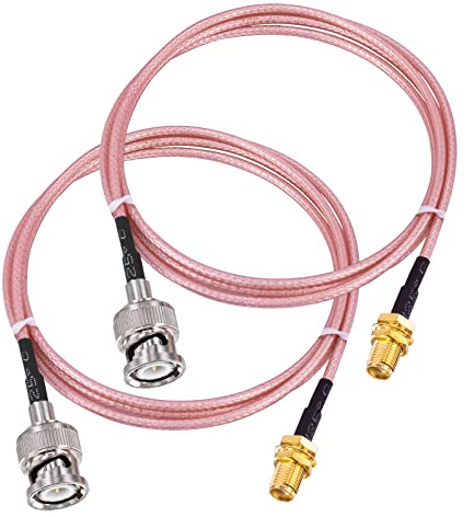 urcianow BNC to SMA Cable 1M RG316 50Ohm Coax Lead 2Pcs | Male to Female Adapter Jumper, Low Loss Pigtail, for Radio, WiFi Antennas & Wireless LAN Devices, Gold Plated Centre Pin