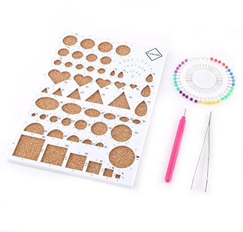 Zerodis 4 Colors Paper Craft Template Board Tweezer Pins Pen Quilling Tools Kit (White)