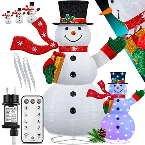 KESSER® 180 LED Schneemann 180cm Weihnachtsdeko + Fernbedienung - 8 Modi Farbwechsel Lichterkette Bunt - 24h Timer Weihnachtsfigur Beleuchtet für Indoor & Outdoor Wetterfest IP44 Weihnachtsbeleuchtung