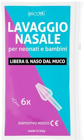 IPICCOLI Olive Nasali per Lavaggi Neonato. Ricambi per Lavaggio Nasale Bambini. Metodo Naturale e Sicuro. Anallergico e Certificato. Irrigatore Nasale. Doccia Nasale (6 Olive)