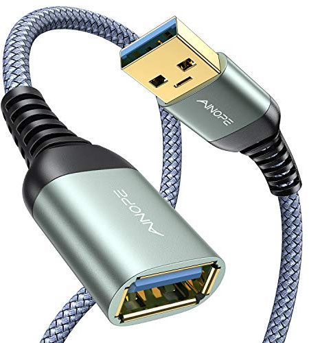 AINOPE USB Verlängerung USB A Verlängerungskabel 3.0 Kabel Verlängerung mit Alluminiumsteckern, Langlebiges Nylongeflecht für Kartenlesegerät,Tastatur, Drucker, Scanner, Kamera, 0.5M, grau