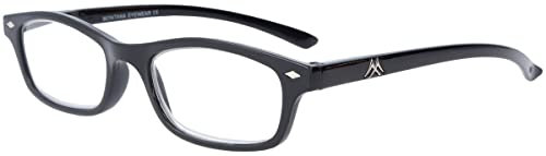 Schmale Lesebrille MR19 aus Kunststoff mit Federscharnier und Etui in Schwarz + 3,50 dpt