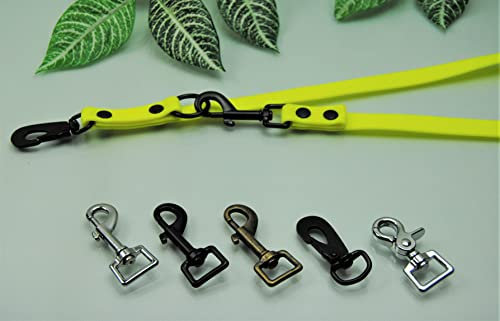 EXTRA Lange Leine Gummi PVC 4-Fach verstellbar 3m x 20mm Neon-Gelb (Karabiner: Scheren-Haken (Silber))