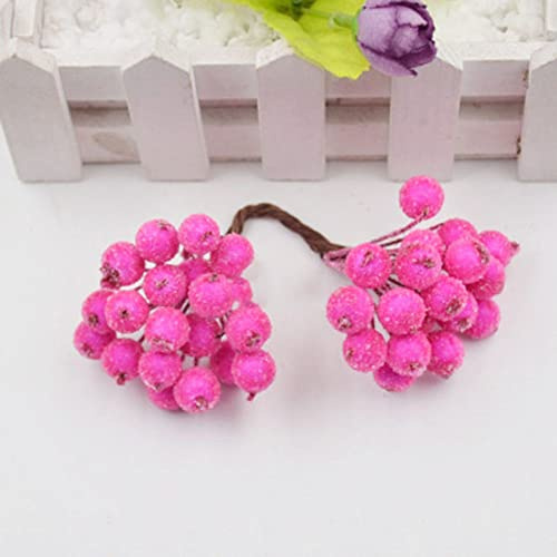 SAMEZA 40 Köpfe Künstliche Frucht Glas Beeren Staubblatt Gefälschte Blume Für Zuhause Hochzeit Dekoration DIY Kranz Scrapbooking Handwerk Geschenk,Fuchsia