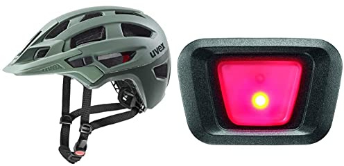 uvex Finale 2.0 - sicherer MTB-Helm für Damen und Herren & Plug-in LED XB048 Licht - passend für uvex Finale & uvex True Modelle - Dauer- oder Blinklicht - Black-red - one Size