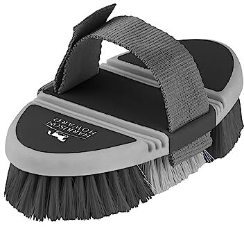 Harrison Howard Flexible Finish Horse Grooming Brush - Bendable, Convenient for Horse Scrubbing, Comfortable Hold in Hand - Dark Charcoal