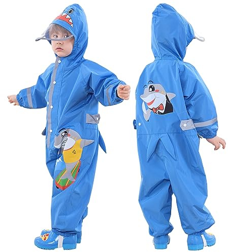 Impermeabile Bambini, Tuta Pioggia Bambina Antipioggia con Cappuccio Impermeabili per Bambini Ragazzi Ragazze Giacche da Pioggia Bambino Poncho Antipioggia Simpatico 3D Cartone Animato