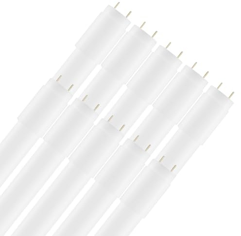 NuLoXx 10er LED T8 Röhre 10W/860 6000K G13 tageslichtweiß 60cm LED-Leuchtstoffröhre inkl. LED Starter, 1200 Lumen, 270° Ausstrahlungswinkel, nicht dimmbar, KVG, Ersatz für 18 Watt Leuchtstoffröhre