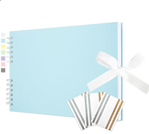 Vienrose Fotoalbum zum Selbstgestalten 21,5 x 29 cm, 40 weißen Seiten | DIY Einkleben Scrapbook Album, Spiralalbum für Hochzeit, Geburtstag Familie, Jubiläum, Reisen