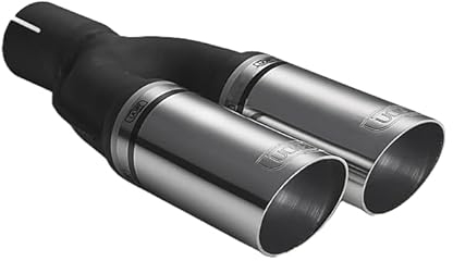 CARTUNER Auspuffblende Doppelendrohr Endrohr 2x 60mm rund Blende Edelstahl Doppelrohr (Passend für Anschluss 60mm)